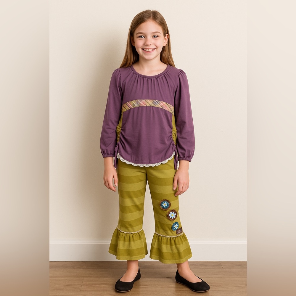 Matilda Jane You & Me Jasmine Anna Top & Bell Stripped Bottoms, size 10